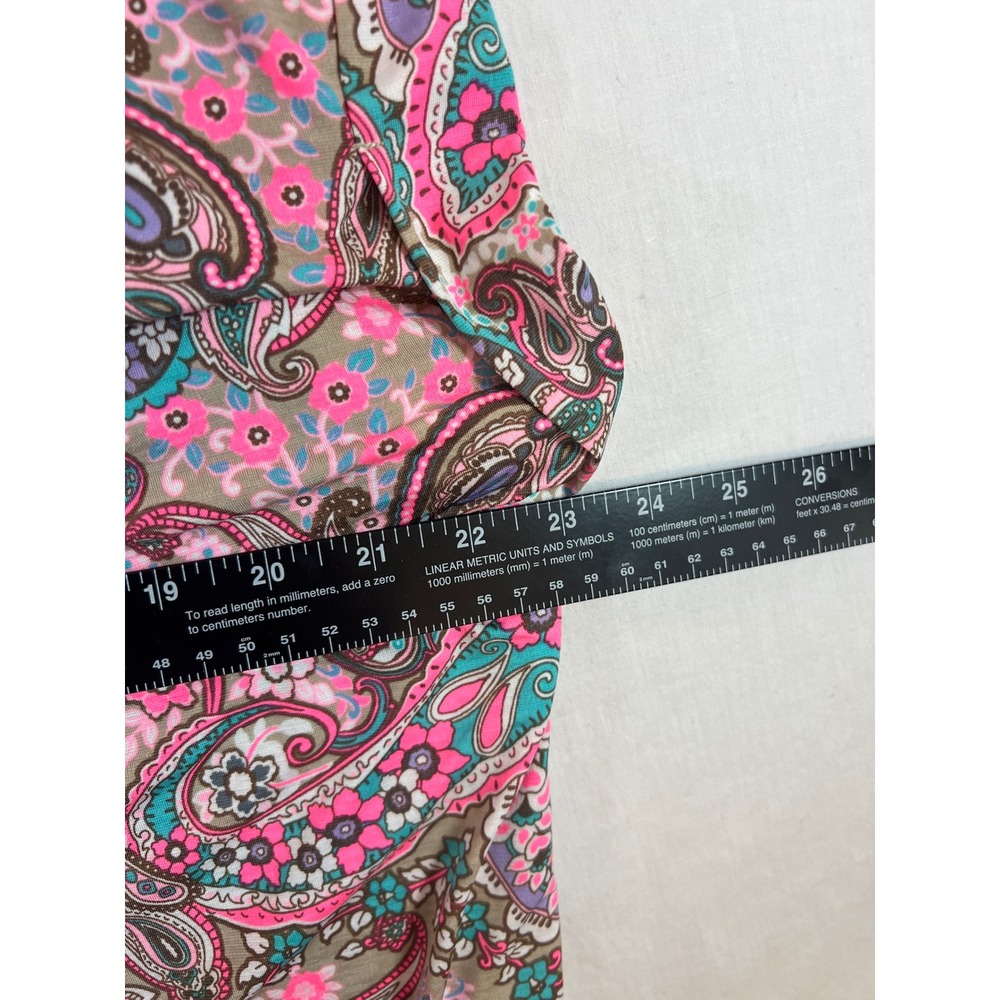 Dear Scarlett Paisley Print Tunic Top XL Pink Teal Short Sleeve LIZSS-C0045P - Picture 4 of 8